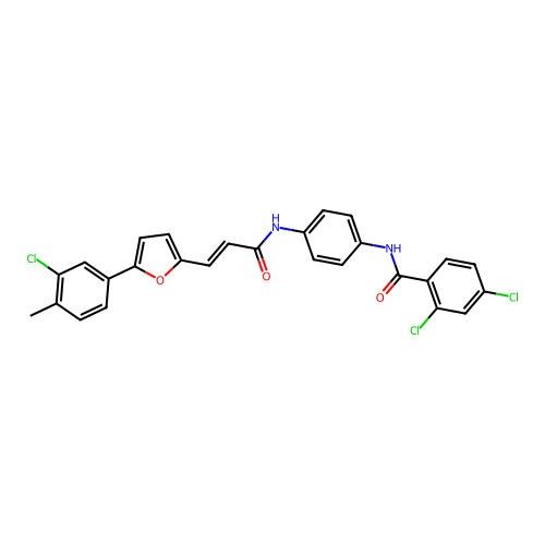 2,4-dichloro-N-[4-[[(E)-3-[5-(3-chloro-4-methylphenyl)furan-2-yl]prop-2-enoyl]amino]phenyl]benzamide structure