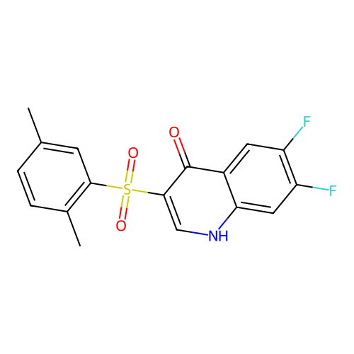 3-[(2,5-dimethylphenyl)sulfonyl]-6,7-difluoroquinolin-4(1H)-one structure