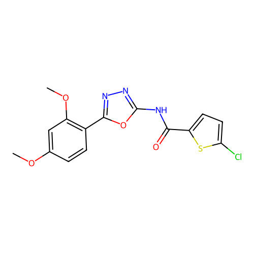 5-chloro-N-[5-(2,4-dimethoxyphenyl)-1,3,4-oxadiazol-2-yl]thiophene-2-carboxamide structure