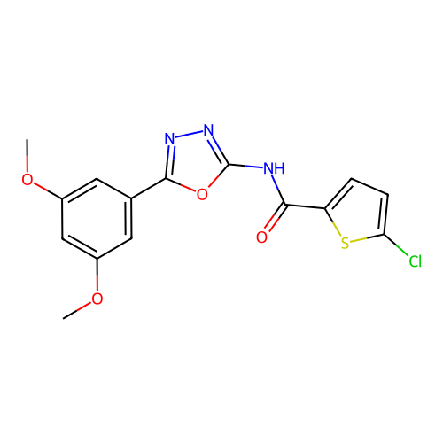 5-chloro-N-[5-(3,5-dimethoxyphenyl)-1,3,4-oxadiazol-2-yl]thiophene-2-carboxamide structure