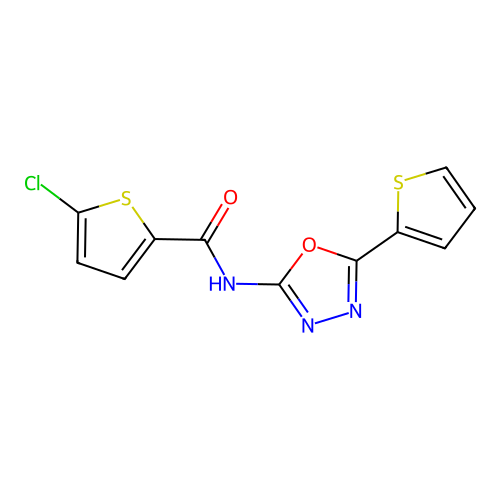5-chloro-N-(5-(thiophen-2-yl)-1,3,4-oxadiazol-2-yl)thiophene-2-carboxamide structure