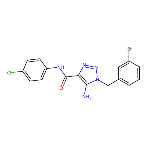 5-amino-1-[(3-bromophenyl)methyl]-N-(4-chlorophenyl)triazole-4-carboxamide structure