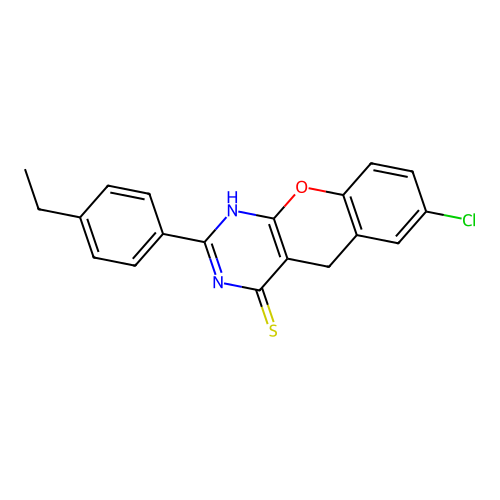 7-chloro-2-(4-ethylphenyl)-3H-chromeno[2,3-d]pyrimidine-4(5H)-thione structure