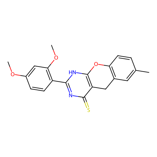 2-(2,4-Dimethoxyphenyl)-7-methyl-1,5-dihydrochromeno[2,3-d]pyrimidine-4-thione structure