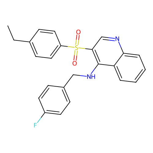 3-(4-ethylphenyl)sulfonyl-N-[(4-fluorophenyl)methyl]quinolin-4-amine structure