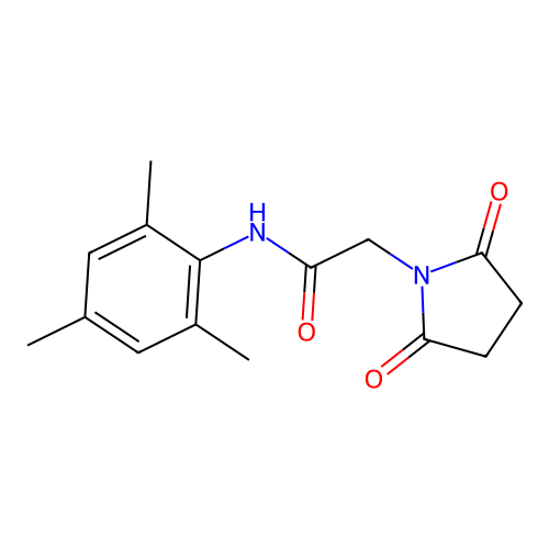 2-(2,5-dioxopyrrolidin-1-yl)-N-mesitylacetamide structure