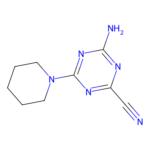 4-Amino-6-piperidin-1-yl-1,3,5-triazine-2-carbonitrile structure