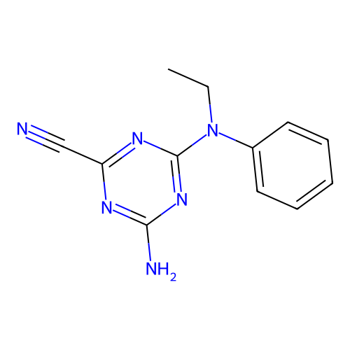 4-Amino-6-[ethyl(phenyl)amino]-1,3,5-triazine-2-carbonitrile structure