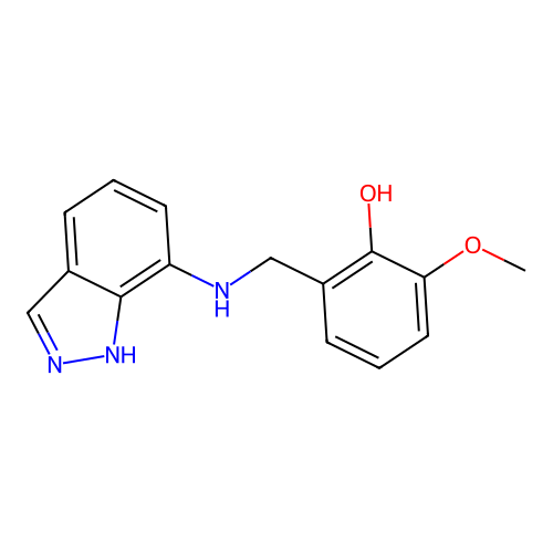2-[(1H-indazol-7-ylamino)methyl]-6-methoxyphenol structure