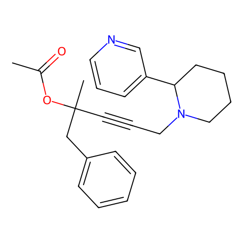2-Methyl-1-phenyl-5-[2-(pyridin-3-yl)piperidin-1-yl]pent-3-yn-2-yl acetate structure