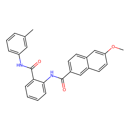 6-methoxy-N-[2-[(3-methylphenyl)carbamoyl]phenyl]naphthalene-2-carboxamide structure