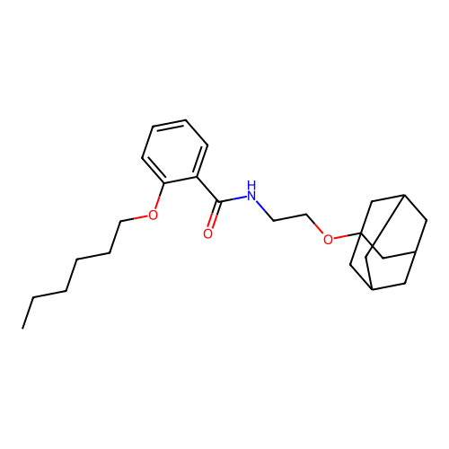 N-[2-(1-adamantyloxy)ethyl]-2-hexoxybenzamide structure