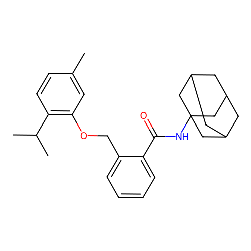 N-(1-adamantyl)-2-[(5-methyl-2-propan-2-ylphenoxy)methyl]benzamide structure
