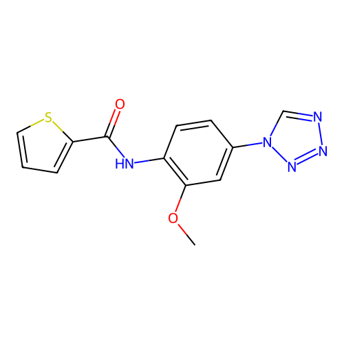 N-[2-methoxy-4-(tetrazol-1-yl)phenyl]thiophene-2-carboxamide structure