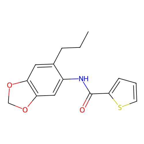 N-(6-propyl-1,3-benzodioxol-5-yl)thiophene-2-carboxamide structure