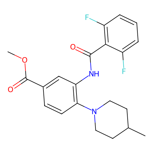 Methyl 3-[(2,6-difluorobenzoyl)amino]-4-(4-methylpiperidin-1-yl)benzoate structure
