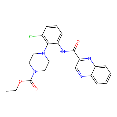 Ethyl 4-[2-chloro-6-(quinoxaline-2-carbonylamino)phenyl]piperazine-1-carboxylate structure