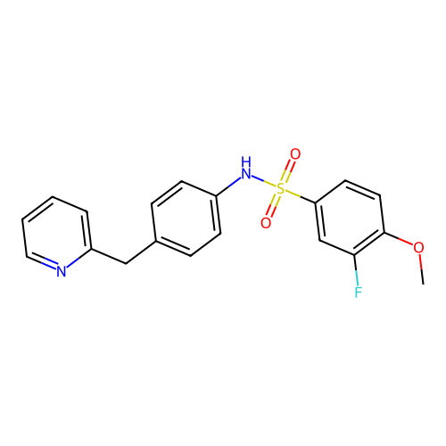 3-fluoro-4-methoxy-N-[4-(pyridin-2-ylmethyl)phenyl]benzenesulfonamide structure