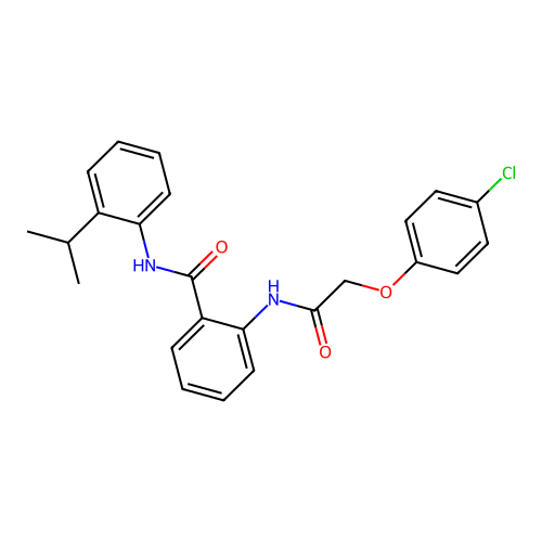 2-[[2-(4-chlorophenoxy)acetyl]amino]-N-(2-propan-2-ylphenyl)benzamide structure