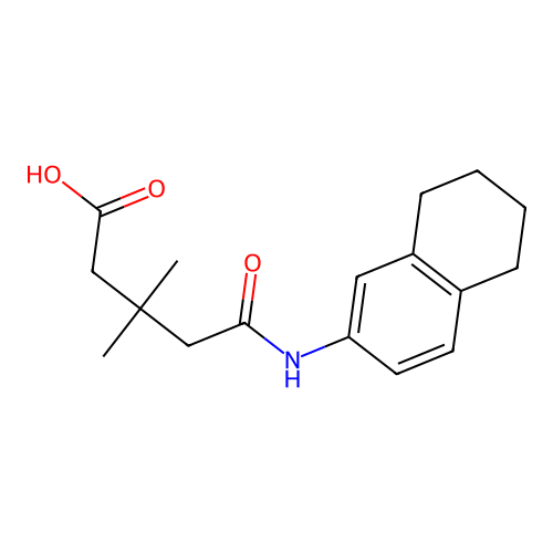 3,3-Dimethyl-5-oxo-5-(5,6,7,8-tetrahydronaphthalen-2-ylamino)pentanoic acid structure