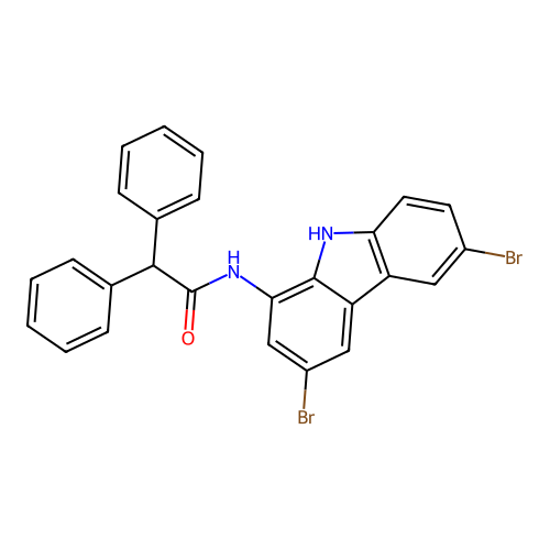 N-(3,6-dibromo-9H-carbazol-1-yl)-2,2-diphenylacetamide structure