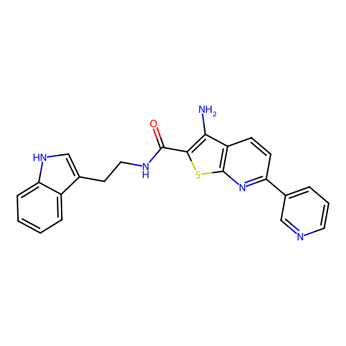 3-amino-N-[2-(1H-indol-3-yl)ethyl]-6-(pyridin-3-yl)thieno[2,3-b]pyridine-2-carboxamide structure
