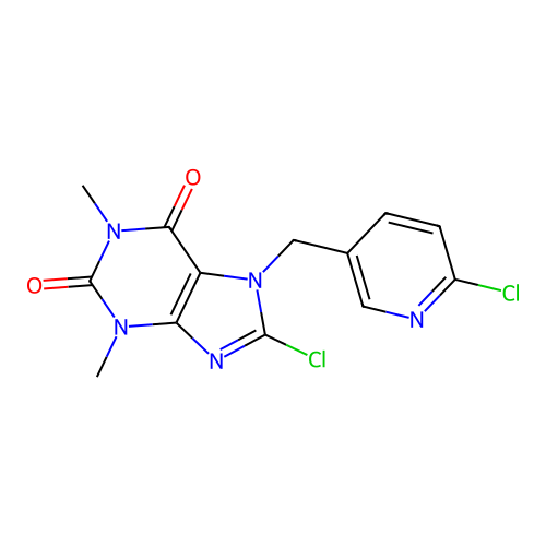8-Chloro-7-[(6-chloropyridin-3-yl)methyl]-1,3-dimethylpurine-2,6-dione structure