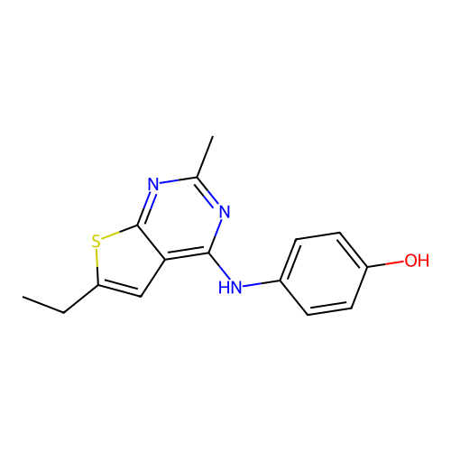 4-[(6-Ethyl-2-methylthieno[2,3-d]pyrimidin-4-yl)amino]phenol structure