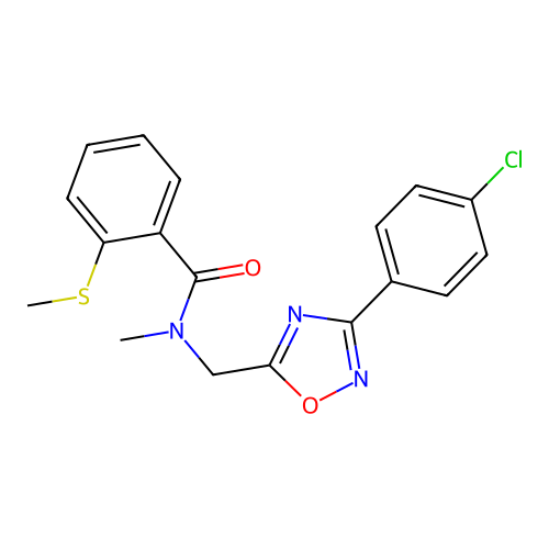N-((3-(4-chlorophenyl)-1,2,4-oxadiazol-5-yl)methyl)-N-methyl-2-(methylthio)benzamide structure
