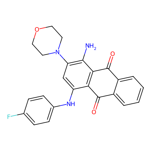 1-Amino-4-[(4-fluorophenyl)amino]-2-(morpholin-4-yl)anthracene-9,10-dione structure