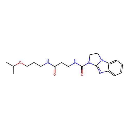 N-(3-((3-isopropoxypropyl)amino)-3-oxopropyl)-2,3-dihydro-1H-benzo[d]imidazo[1,2-a]imidazole-1-carboxamide structure