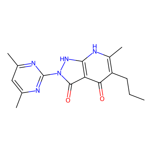 2-(4,6-dimethylpyrimidin-2-yl)-6-methyl-5-propyl-1H-pyrazolo[3,4-b]pyridine-3,4(2H,7H)-dione structure