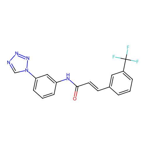 (2E)-N-[3-(1H-tetrazol-1-yl)phenyl]-3-[3-(trifluoromethyl)phenyl]prop-2-enamide structure