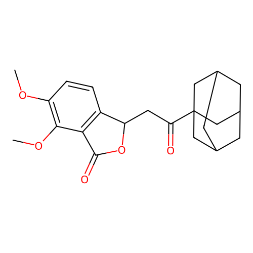 3-[2-(1-adamantyl)-2-oxoethyl]-6,7-dimethoxy-3H-2-benzofuran-1-one structure