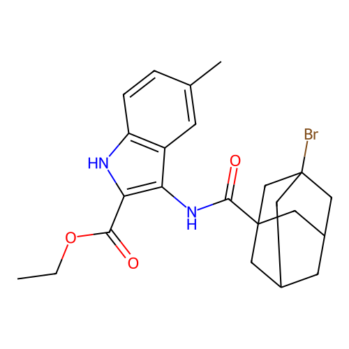 Ethyl 3-[(3-bromoadamantane-1-carbonyl)amino]-5-methyl-1H-indole-2-carboxylate structure