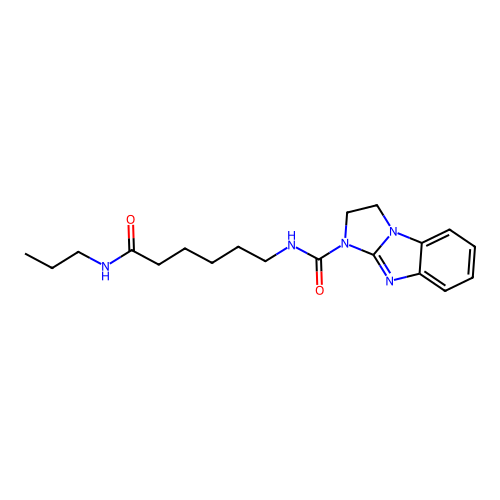 N-[6-oxo-6-(propylamino)hexyl]-1,2-dihydroimidazo[1,2-a]benzimidazole-3-carboxamide structure