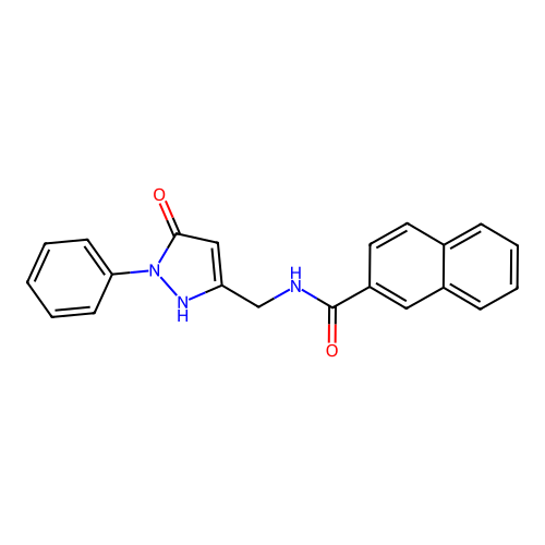 N-[(5-hydroxy-1-phenyl-1H-pyrazol-3-yl)methyl]naphthalene-2-carboxamide structure