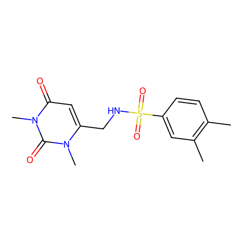 N-((1,3-dimethyl-2,6-dioxo-1,2,3,6-tetrahydropyrimidin-4-yl)methyl)-3,4-dimethylbenzenesulfonamide structure