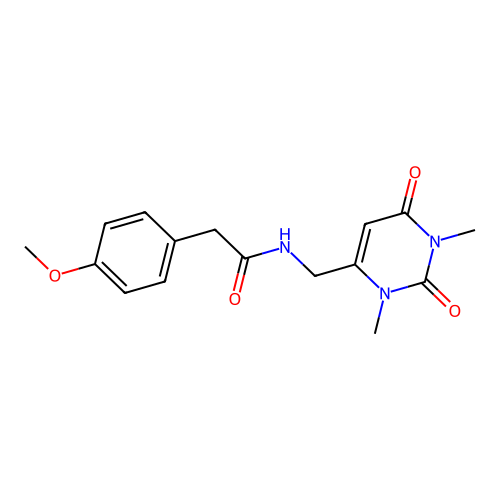 N-((1,3-dimethyl-2,6-dioxo-1,2,3,6-tetrahydropyrimidin-4-yl)methyl)-2-(4-methoxyphenyl)acetamide structure