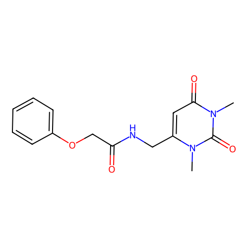N-((1,3-dimethyl-2,6-dioxo-1,2,3,6-tetrahydropyrimidin-4-yl)methyl)-2-phenoxyacetamide structure
