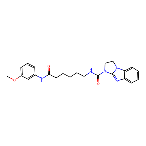 N-[6-(3-methoxyanilino)-6-oxohexyl]-1,2-dihydroimidazo[1,2-a]benzimidazole-3-carboxamide structure