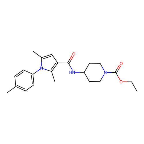 ethyl 4-(2,5-dimethyl-1-(p-tolyl)-1H-pyrrole-3-carboxamido)piperidine-1-carboxylate structure