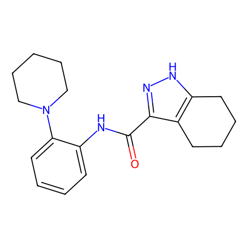 N-[2-(piperidin-1-yl)phenyl]-4,5,6,7-tetrahydro-2H-indazole-3-carboxamide structure