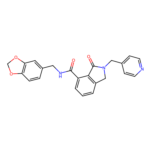 N-(1,3-benzodioxol-5-ylmethyl)-3-oxo-2-(pyridin-4-ylmethyl)-1H-isoindole-4-carboxamide structure