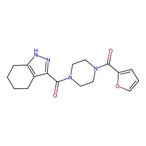 (4-(furan-2-carbonyl)piperazin-1-yl)(4,5,6,7-tetrahydro-1H-indazol-3-yl)methanone structure