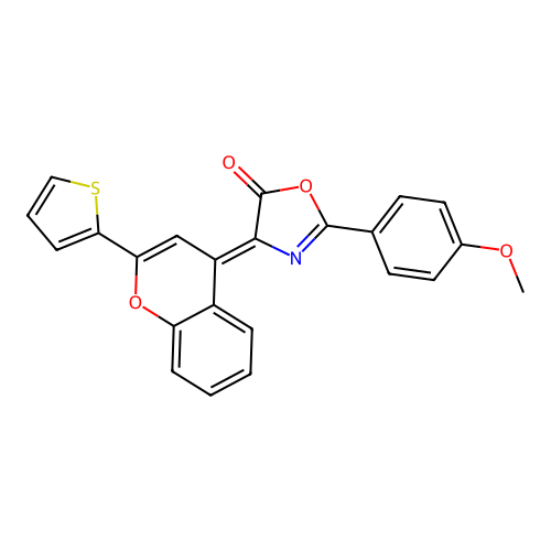 (4Z)-2-(4-methoxyphenyl)-4-(2-thiophen-2-ylchromen-4-ylidene)-1,3-oxazol-5-one structure