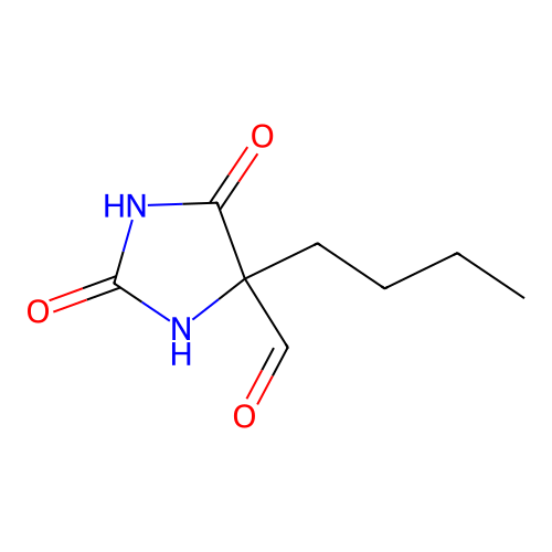 4-Butyl-2,5-dioxo-imidazolidine-4-carbaldehyde structure