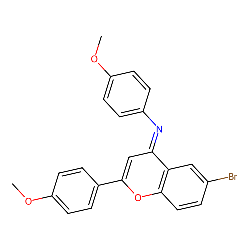 (E)-N-(6-bromo-2-(4-methoxyphenyl)-4H-chromen-4-ylidene)-4-methoxyaniline structure