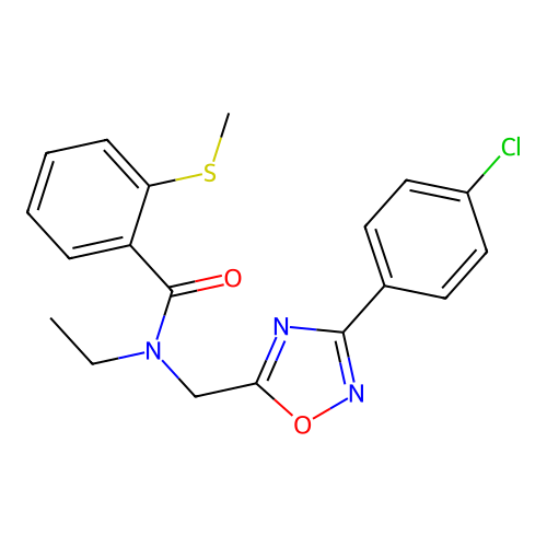 N-((3-(4-chlorophenyl)-1,2,4-oxadiazol-5-yl)methyl)-N-ethyl-2-(methylthio)benzamide structure