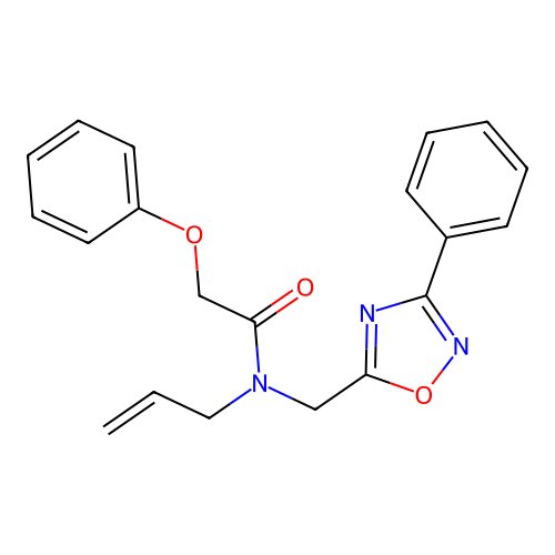 2-phenoxy-N-[(3-phenyl-1,2,4-oxadiazol-5-yl)methyl]-N-prop-2-enylacetamide structure